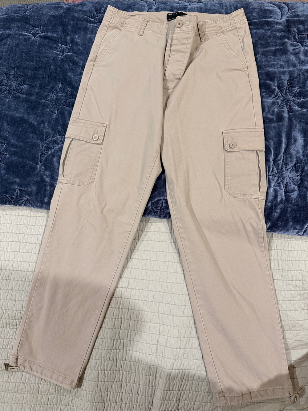 ASOS Beige Cargo Trousers with Button Flap Pockets